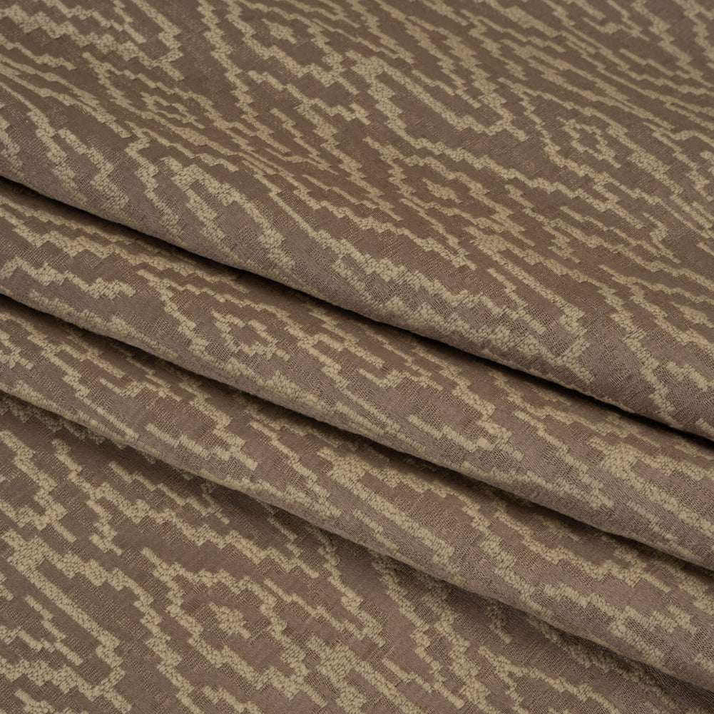 Geometric Recycled Polyester and Cotton Drapery Jacquard - Rosewood - British Imported