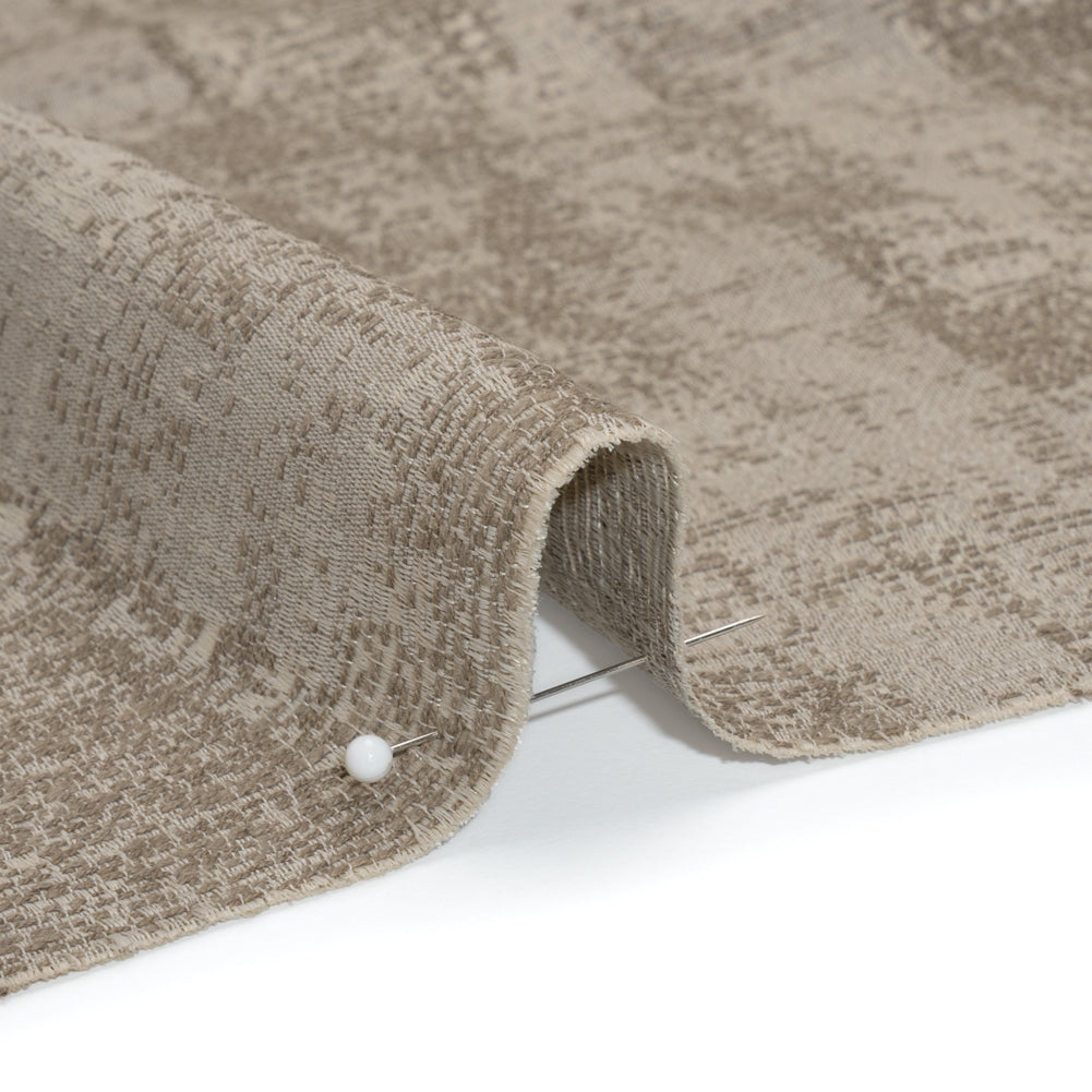 Abstract Textures Recycled Polyester and Cotton Drapery Jacquard - Porcini - British Imported