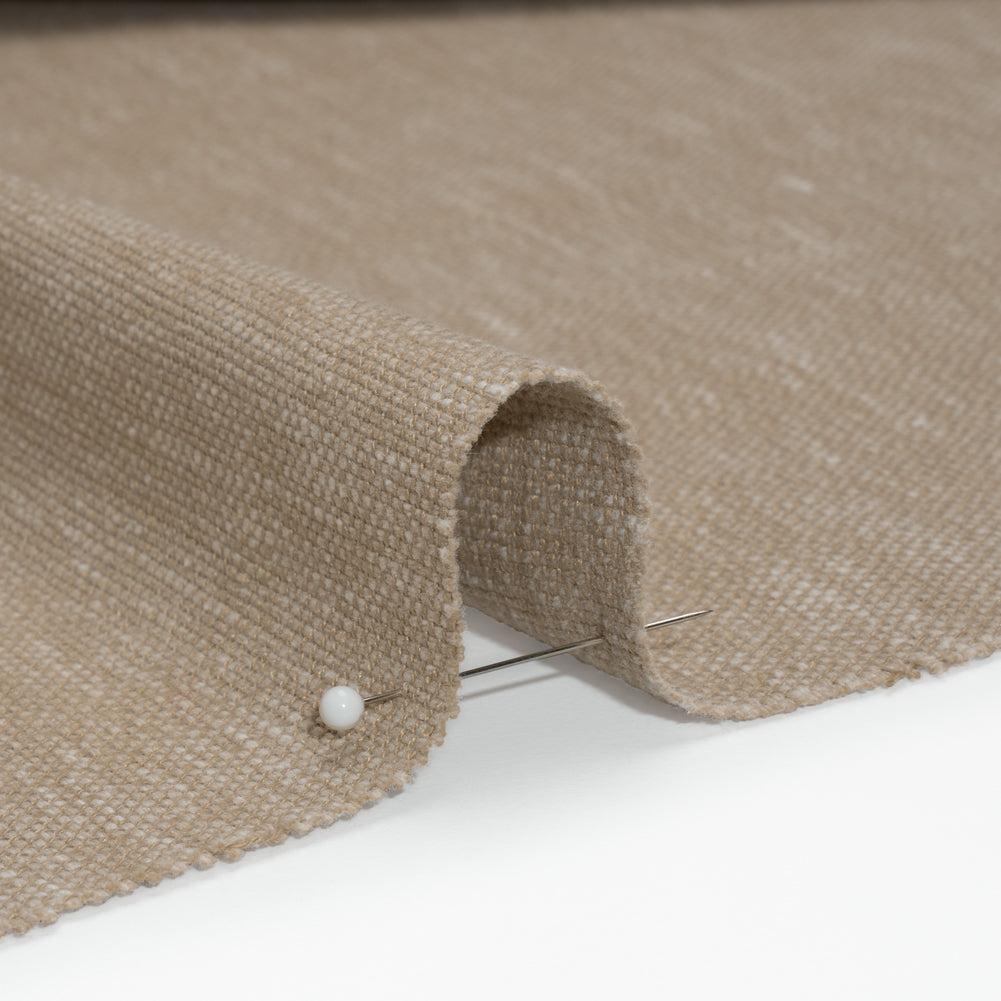 Linen Look Recycled Polyester and Cotton Woven - Fawn - British Imported