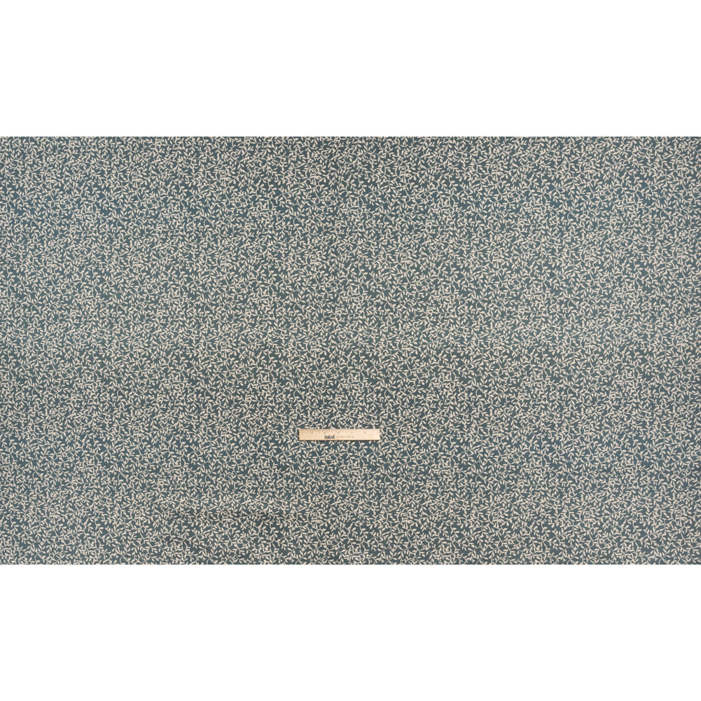 Brushed Cotton and Linen Canvas - Indigo Little Vines - British Imported