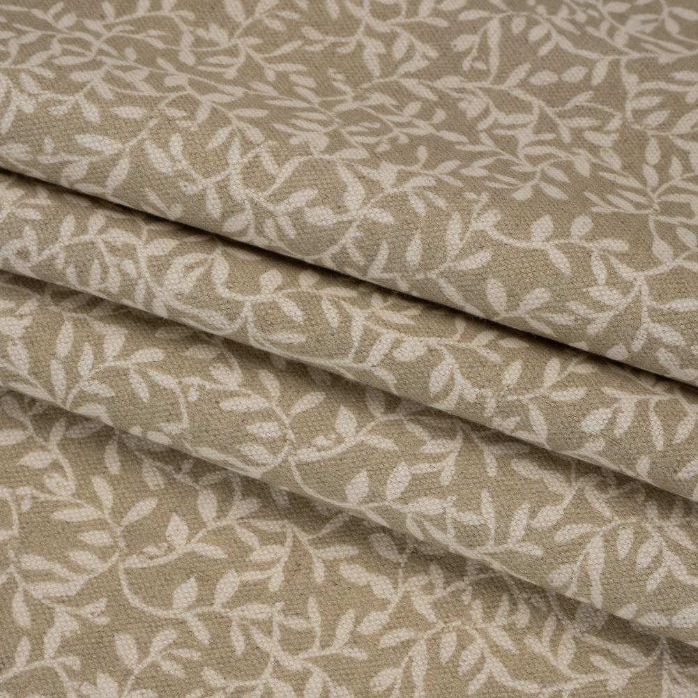 Brushed Cotton and Linen Canvas - Jute Little Vines - British Imported