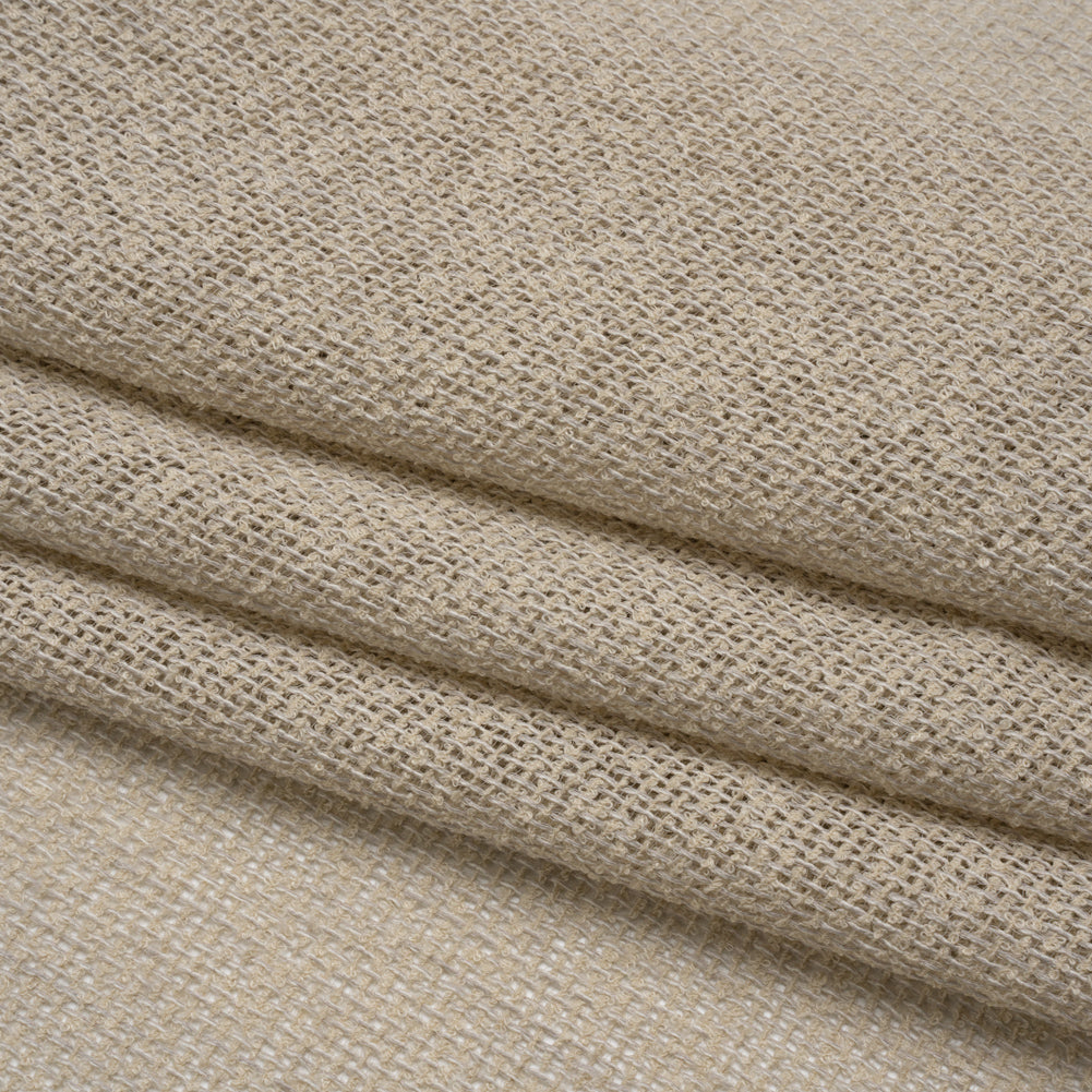 Boucle Burlap-Like Sheer Drapery Woven 118" - Putty - British Imported