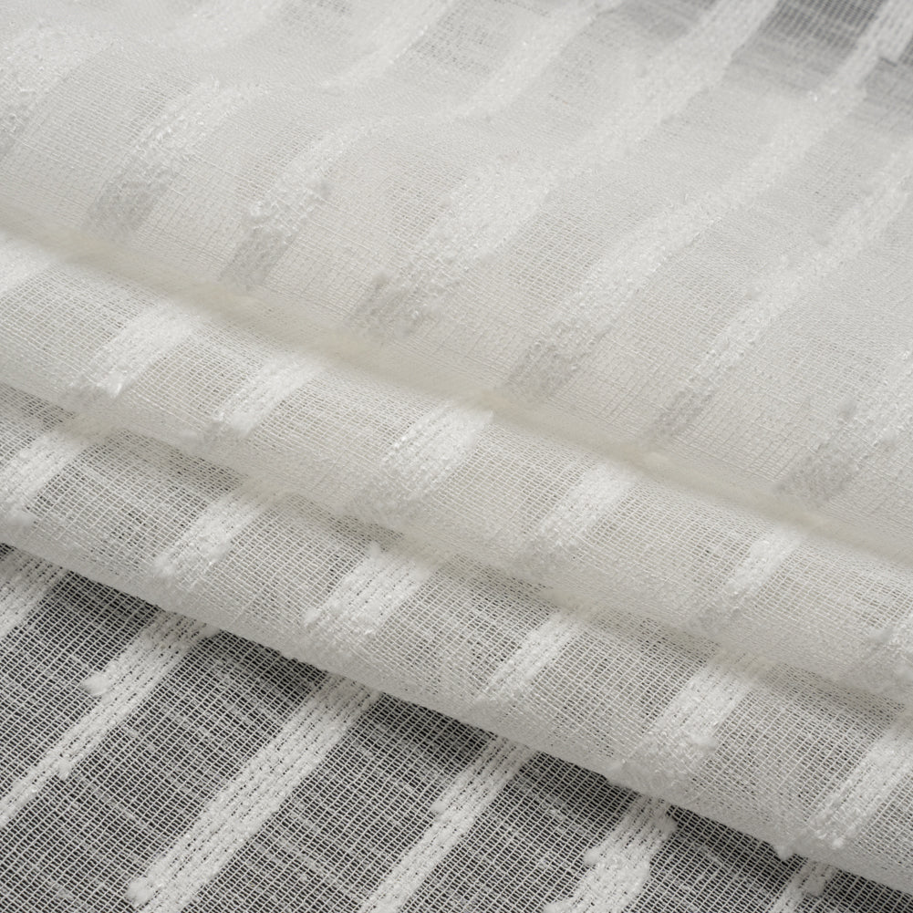 Boucle Striped Drapery Sheer Fabric 118" - Chalk - British Imported