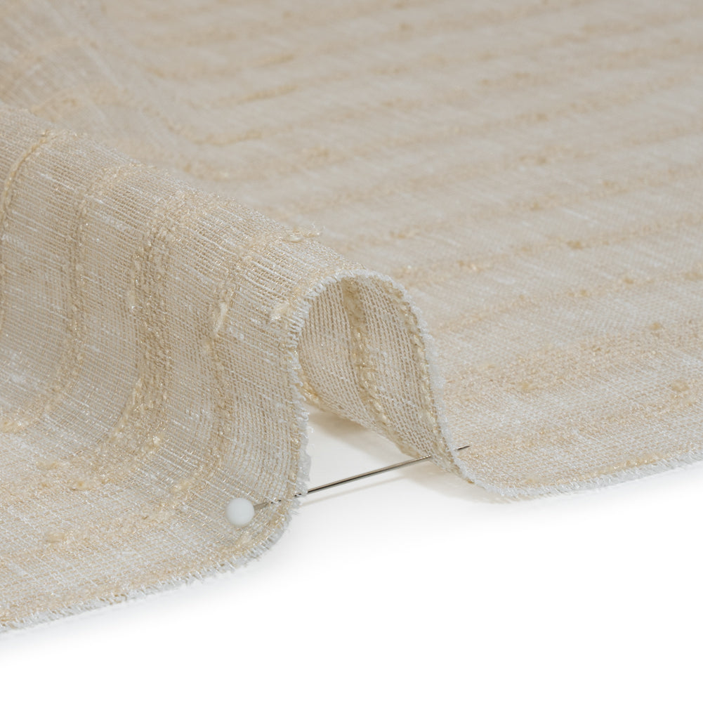 Boucle Striped Drapery Sheer Fabric 118" - Sand - British Imported