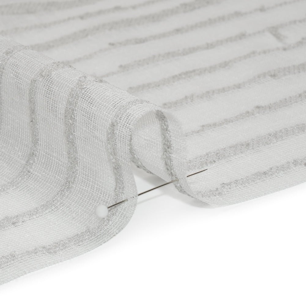 Boucle Striped Drapery Sheer Fabric 118" - Silver - British Imported