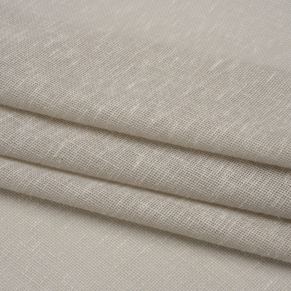 Slubbed Open Weave Drapery Sheer Fabric 118" - Putty - British Imported