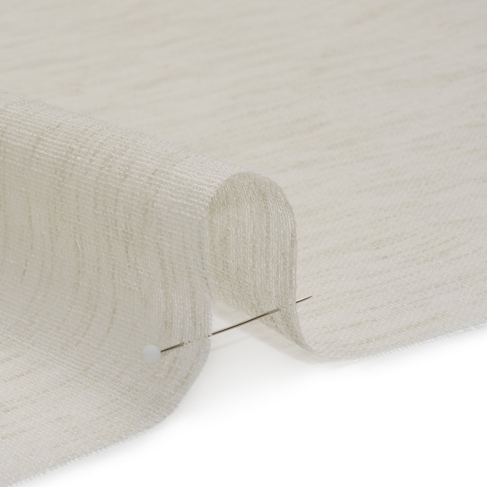 Linen Look Recycled Polyester Drapery Sheers Woven 118" - Ivory - British Imported