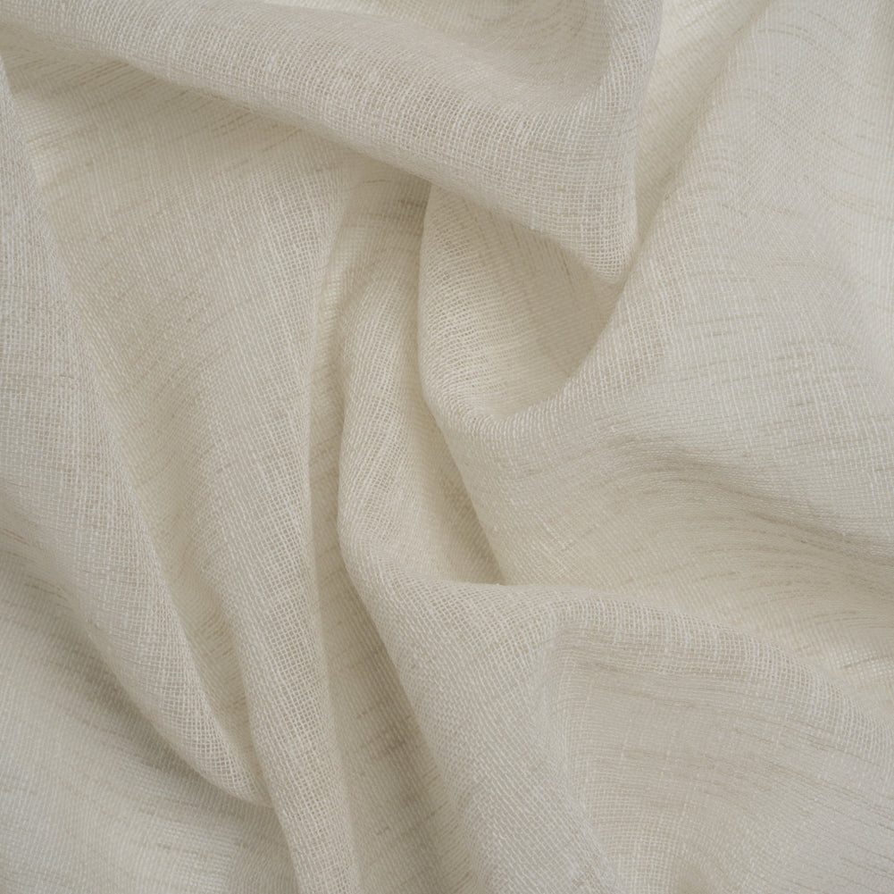 Linen Look Recycled Polyester Drapery Sheers Woven 118" - Ivory - British Imported