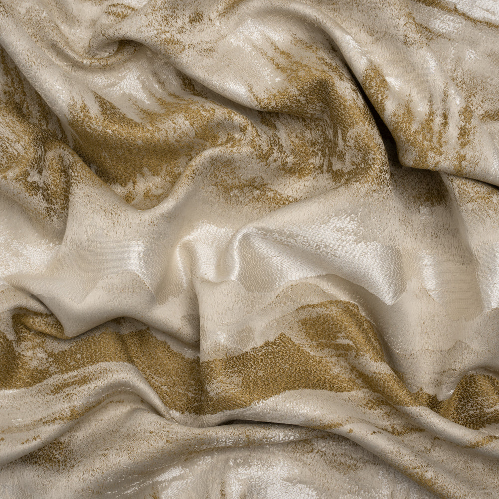 Recycled Polyester Drapery Jacquard - Ochre Hazy Landscapes - British Imported