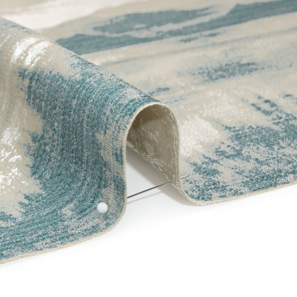 Recycled Polyester Drapery Jacquard - Seafoam Hazy Landscapes - British Imported