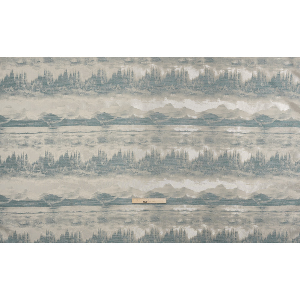 Recycled Polyester Drapery Jacquard - Seafoam Hazy Landscapes - British Imported