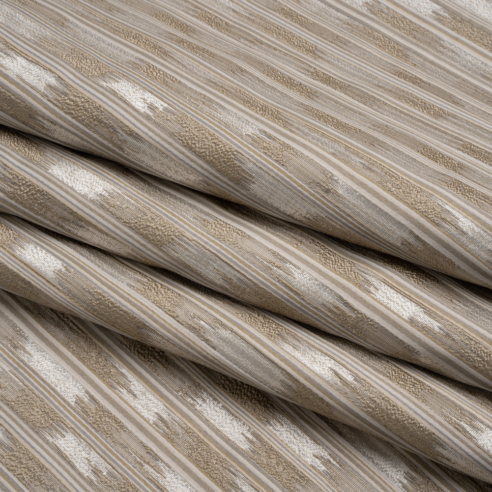 Recycled Polyester Drapery Jacquard - Flax Streaking Stripes - British Imported