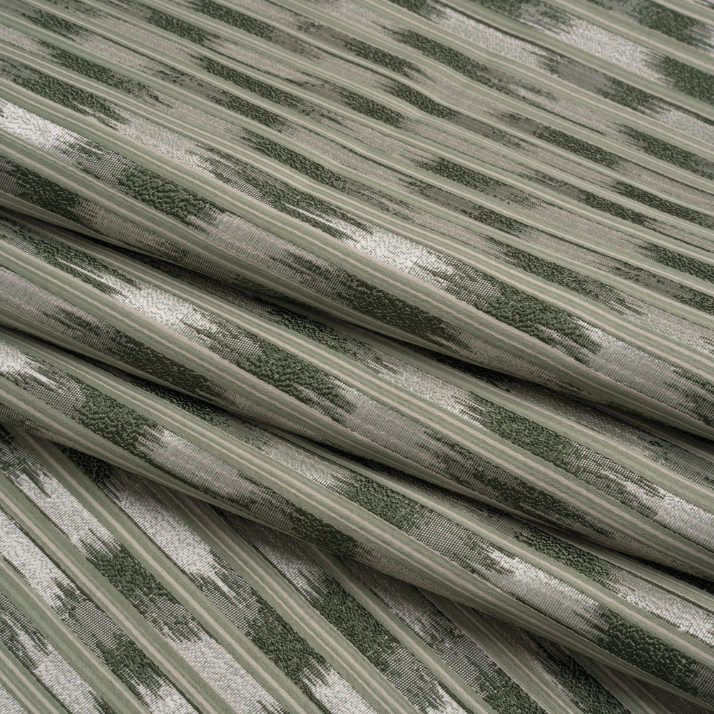 Recycled Polyester Drapery Jacquard - Forest Streaking Stripes - British Imported