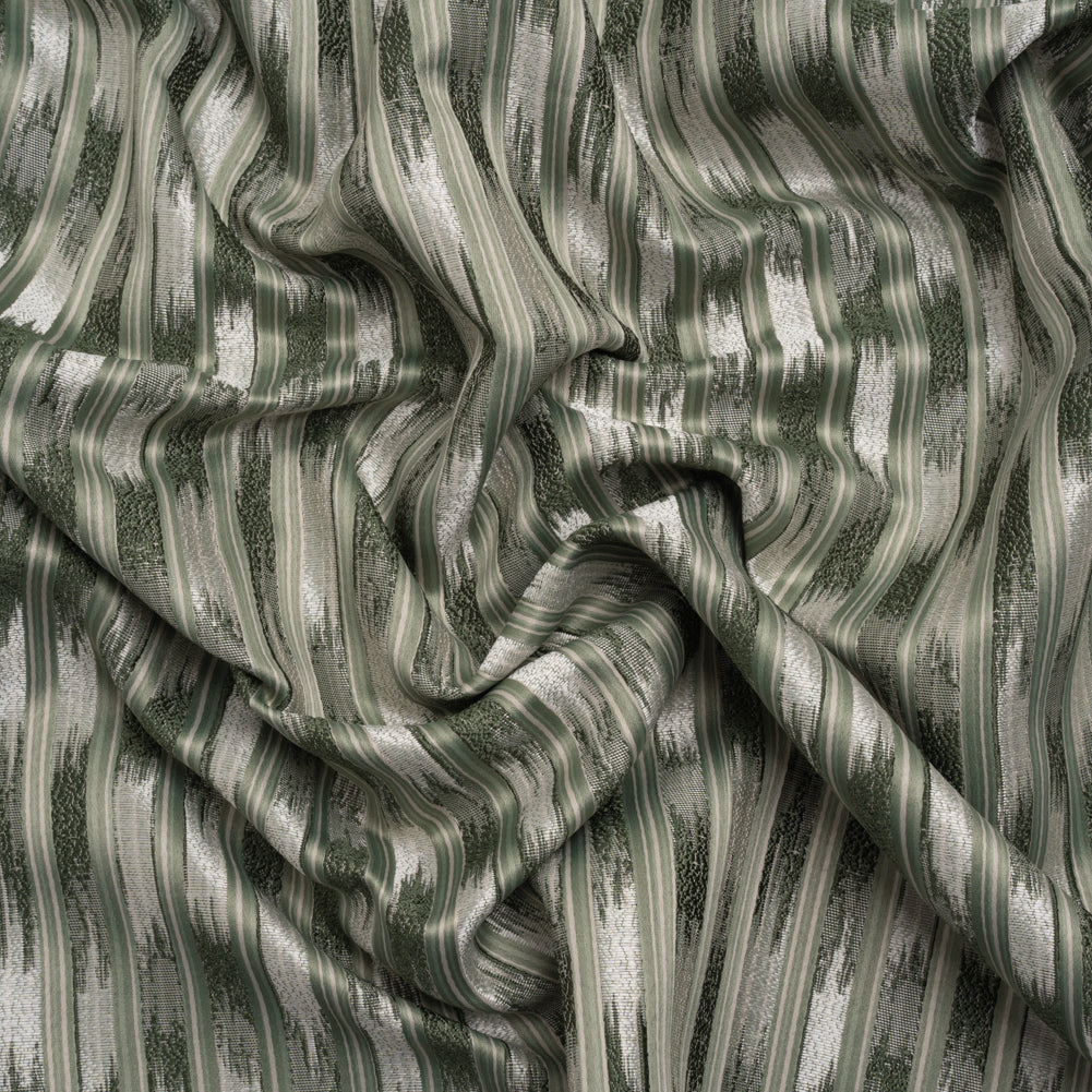 Recycled Polyester Drapery Jacquard - Forest Streaking Stripes - British Imported
