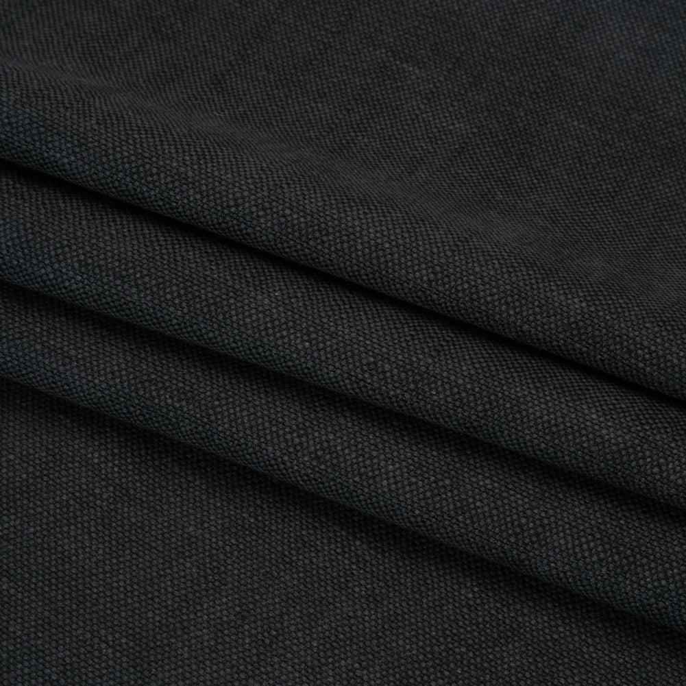 Linen Look Recycled Polyester and Cotton Woven - Raven - British Imported