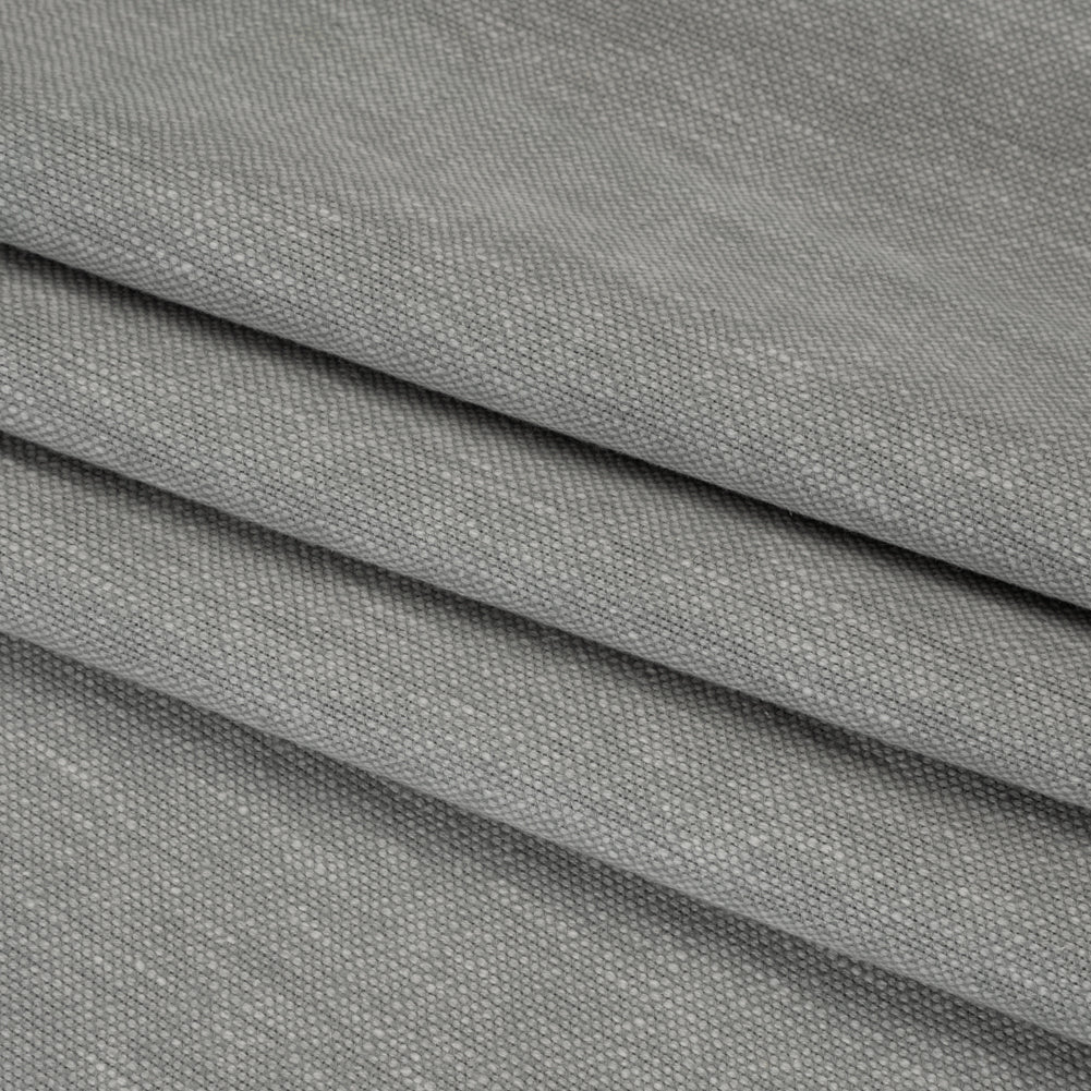 Linen Look Recycled Polyester and Cotton Woven - Silver - British Imported
