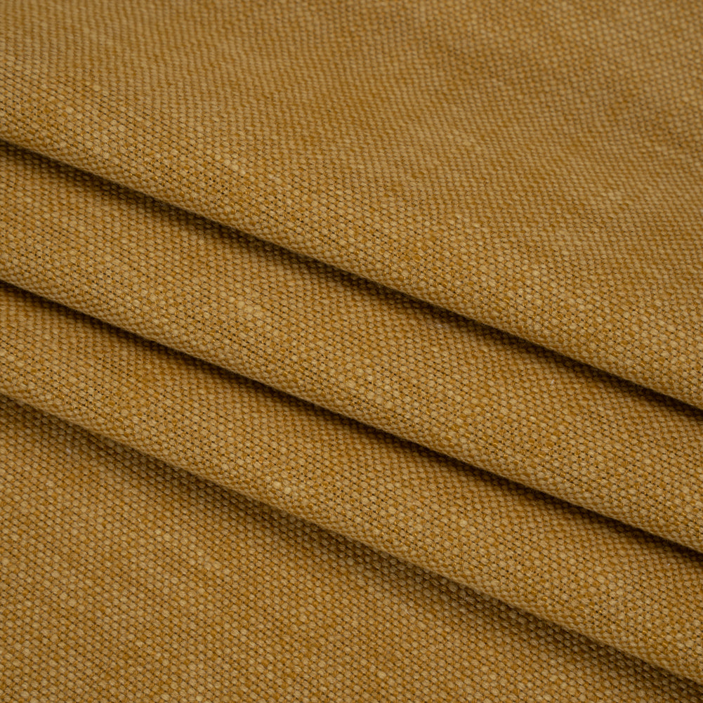 Linen Look Recycled Polyester and Cotton Woven - Tumeric - British Imported
