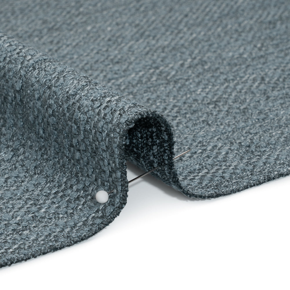 Textured Recycled Polyester Woven - Chambray Boucle Stripes - British Imported