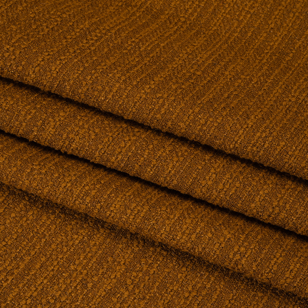 Textured Recycled Polyester Woven - Copper Boucle Stripes - British Imported