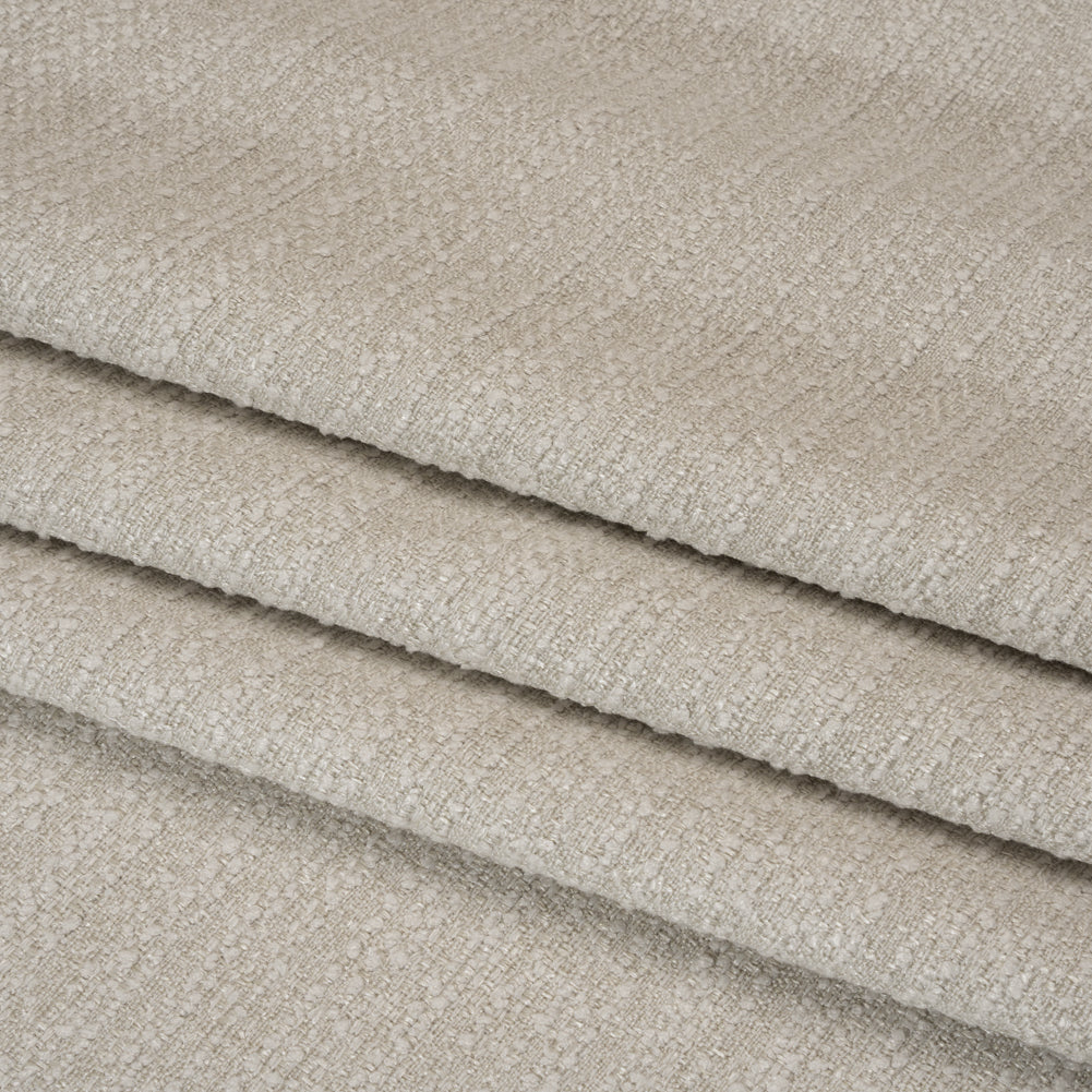 Textured Recycled Polyester Woven - Dove Boucle Stripes - British Imported