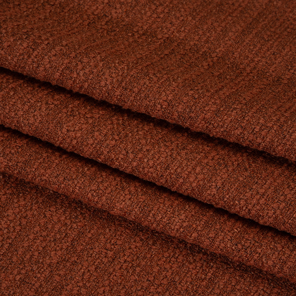 Textured Recycled Polyester Woven - Paprika Boucle Stripes - British Imported