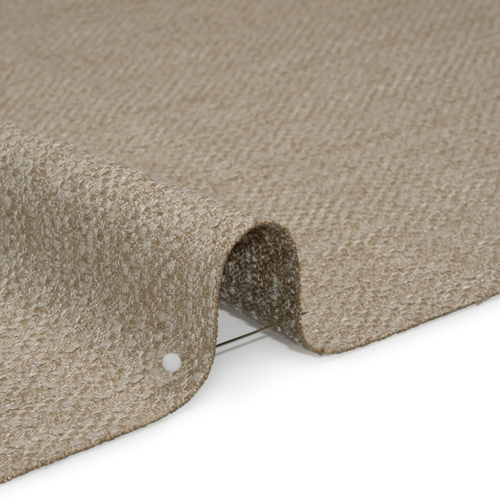 Textured Recycled Polyester Woven - Putty Boucle Stripes - British Imported