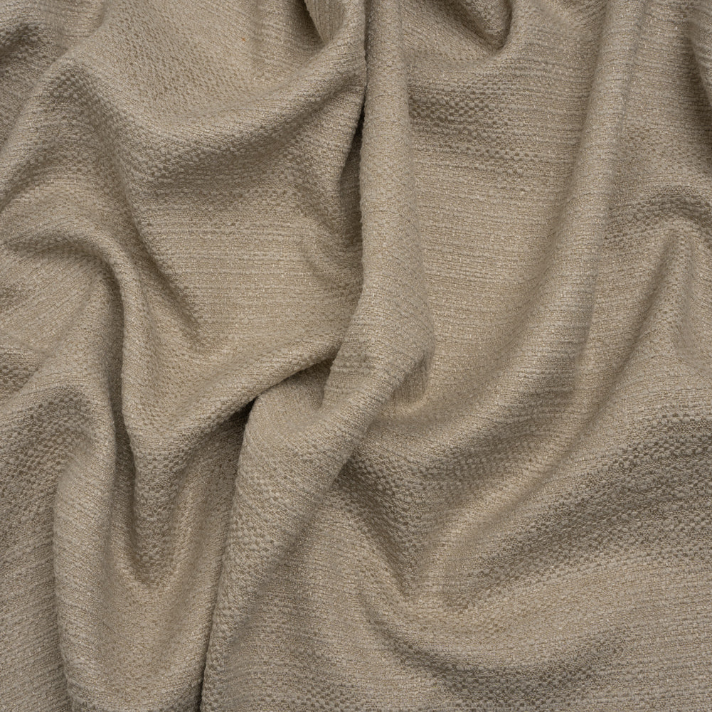 Textured Recycled Polyester Woven - Putty Boucle Stripes - British Imported