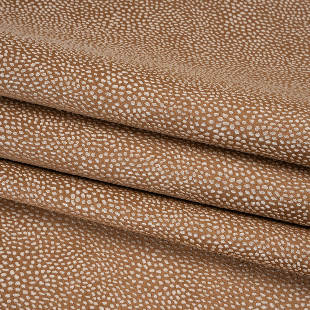 Recycled Polyester Jacquard - Ginger Little All-Over Spots - British Imported