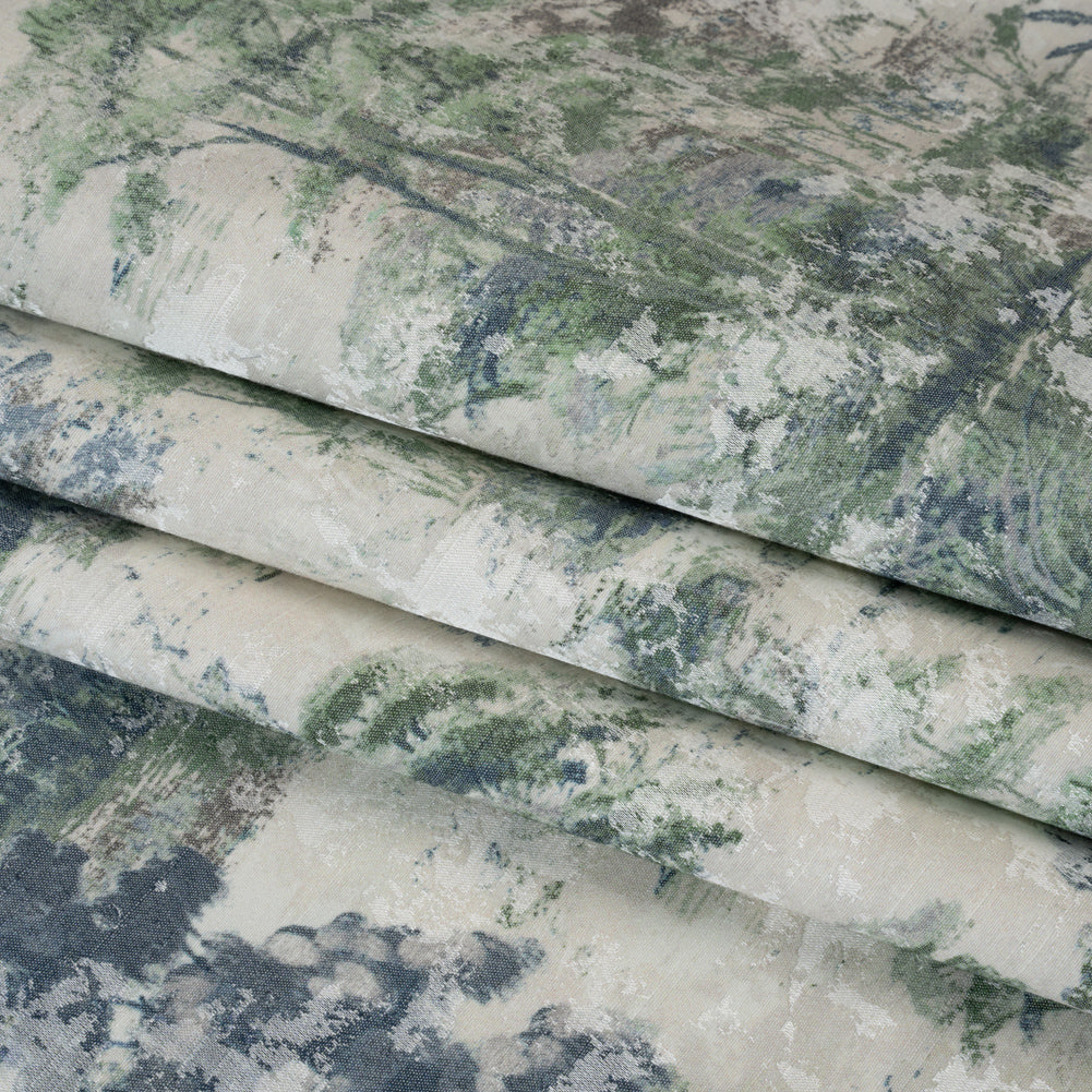 Drapery Jacquard Print - Denim Dreamy Trees - British Imported