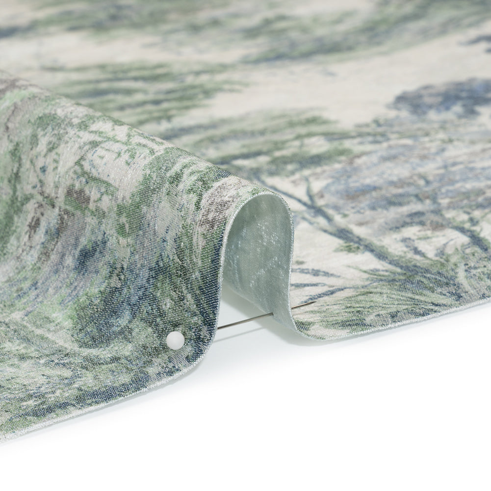 Drapery Jacquard Print - Denim Dreamy Trees - British Imported