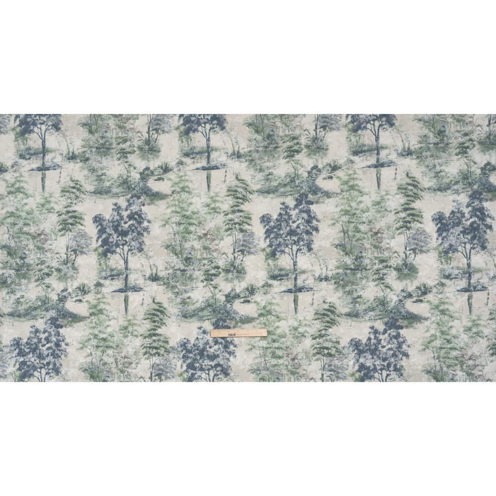 Drapery Jacquard Print - Denim Dreamy Trees - British Imported