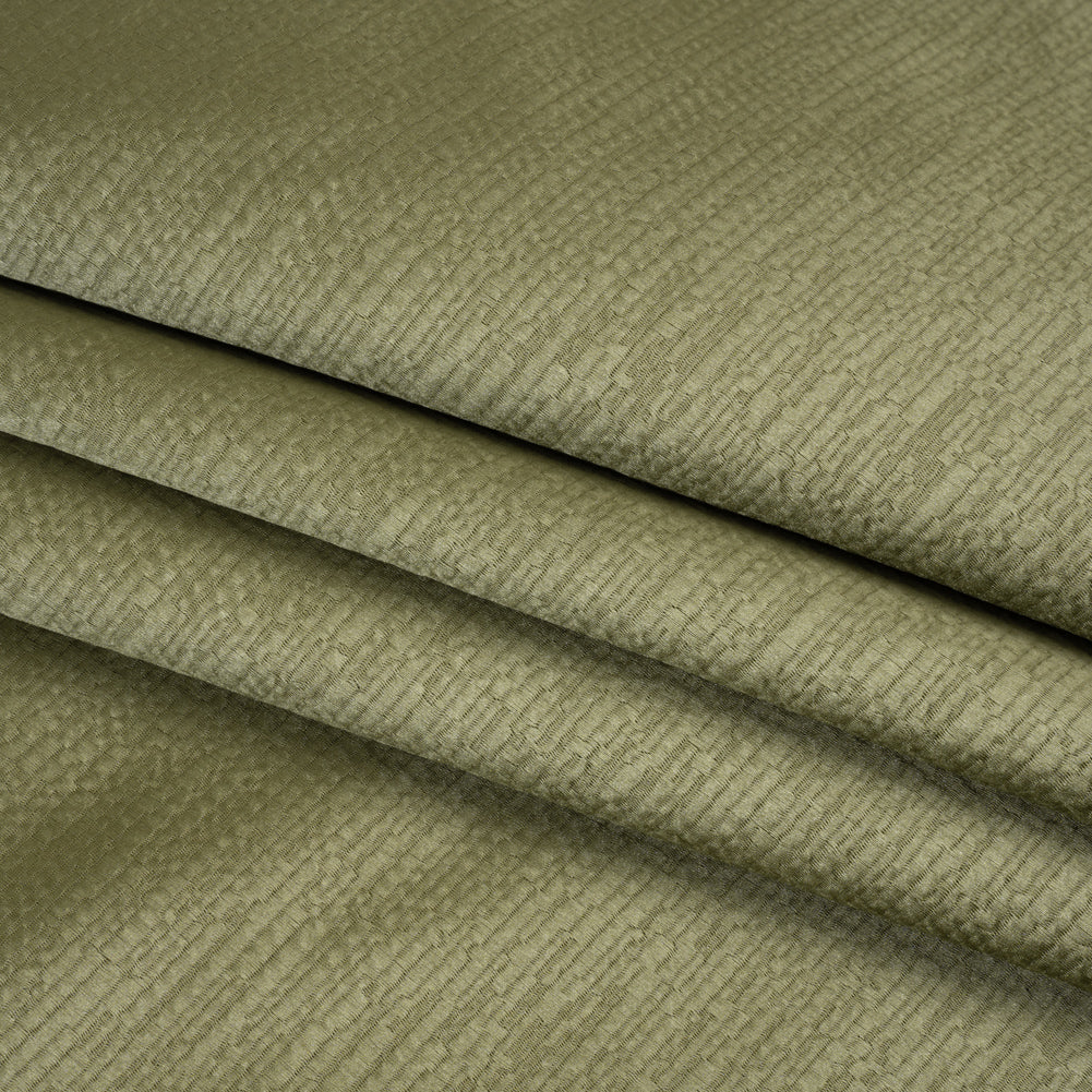 Luminous Textural Recycled Polyester Woven - Olive - British Imported