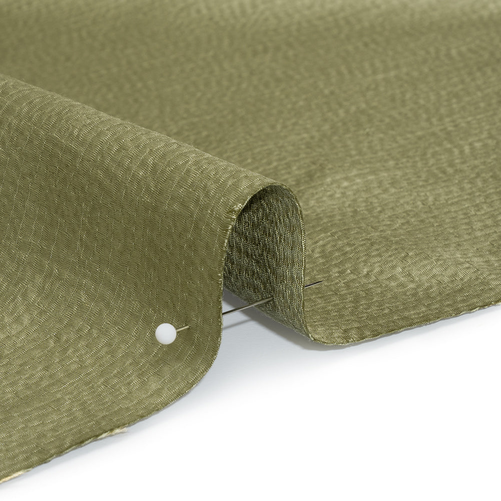 Luminous Textural Recycled Polyester Woven - Olive - British Imported