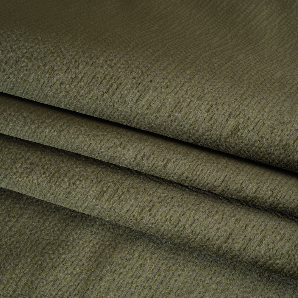 Luminous Textural Recycled Polyester Woven - Seaweed - British Imported