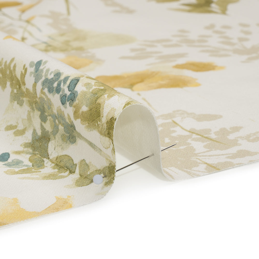 Printed Cotton Canvas - Maize Watercolor Blooms - British Imported