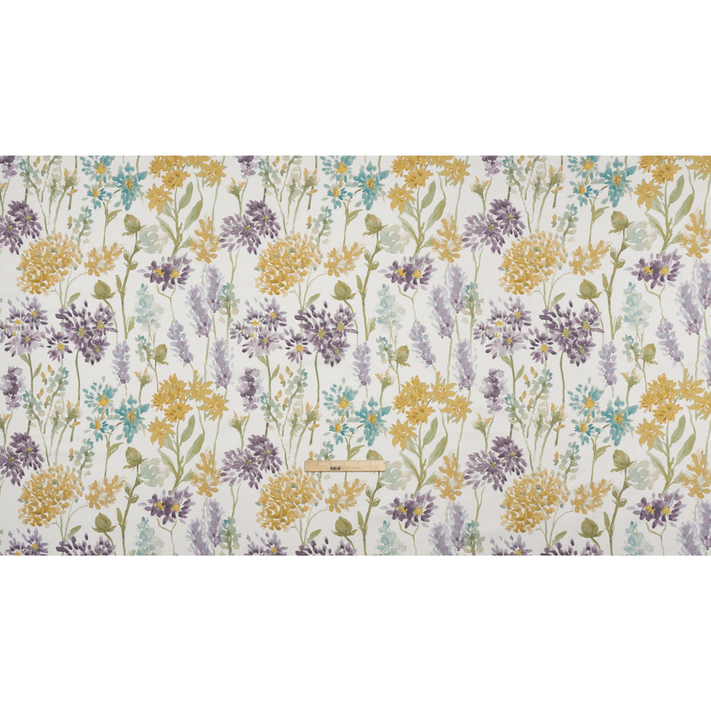 Printed Cotton Canvas - Heather Blooming Watercolor Garden - British Imported