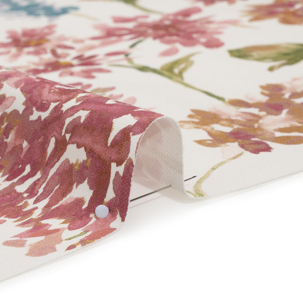Printed Cotton Canvas - Peony Blooming Watercolor Garden - British Imported