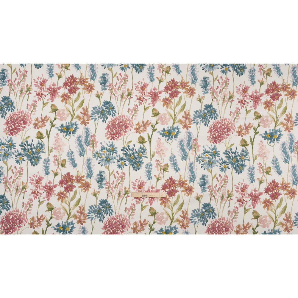 Printed Cotton Canvas - Peony Blooming Watercolor Garden - British Imported