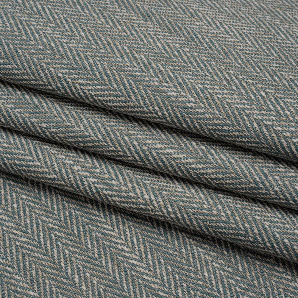 Recycled Polyester Home Decor Twill - Duckegg Herringbone - British Imported