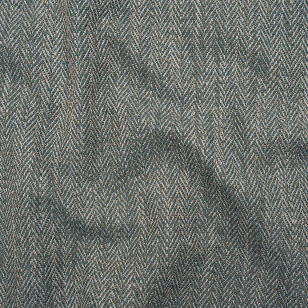 Recycled Polyester Home Decor Twill - Duckegg Herringbone - British Imported