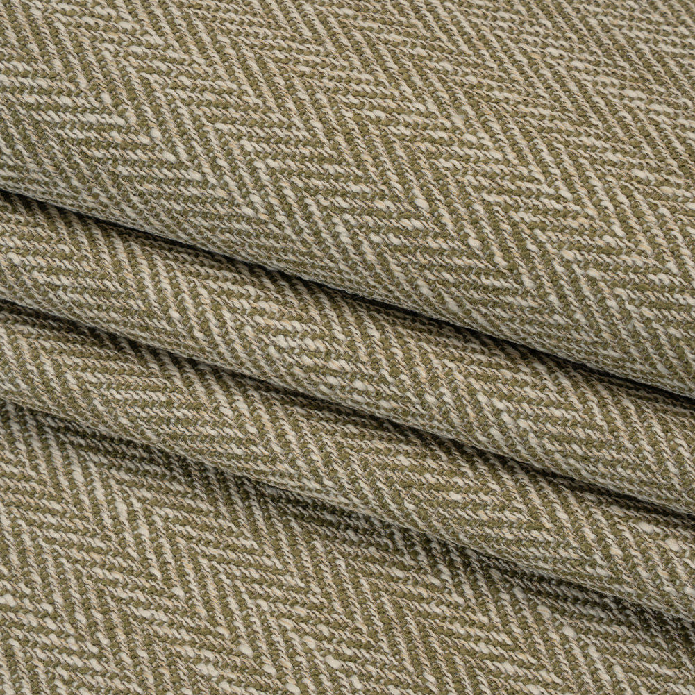 Recycled Polyester Home Decor Twill - Olive Herringbone - British Imported
