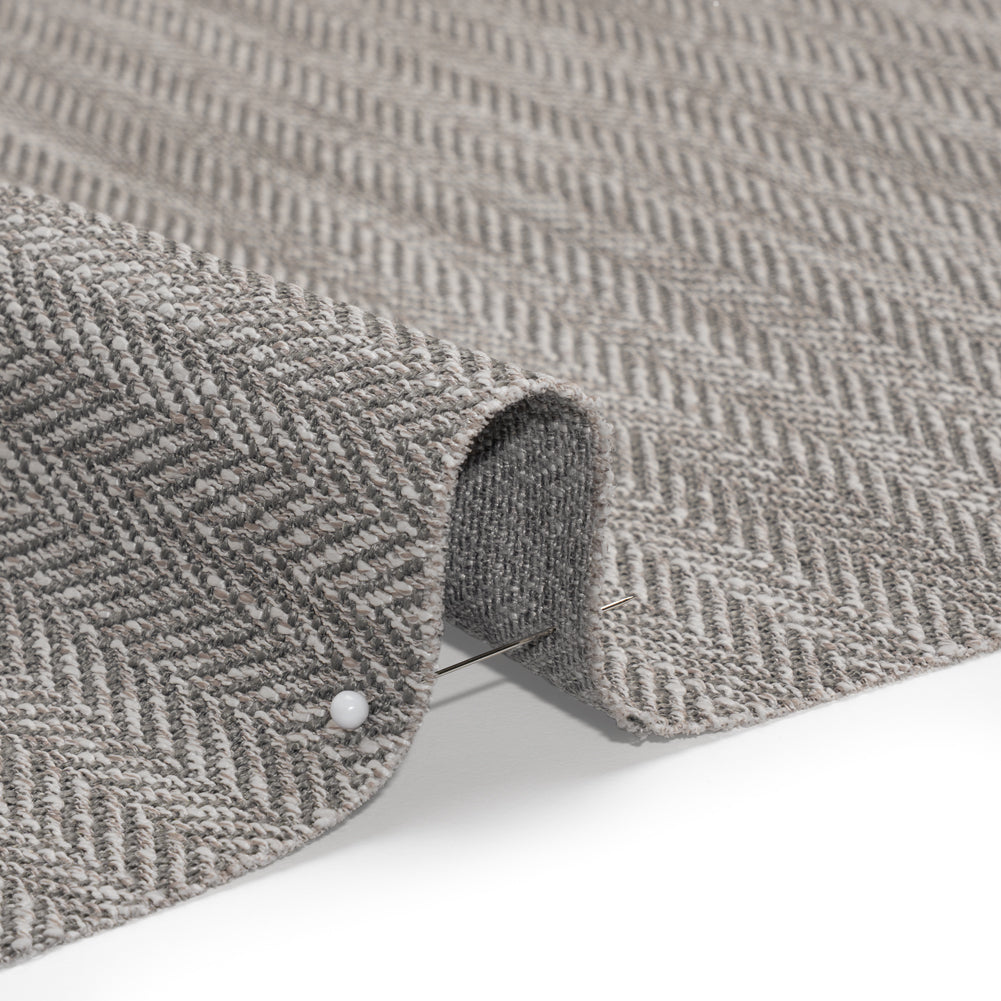 Recycled Polyester Home Decor Twill - Smoke Herringbone - British Imported