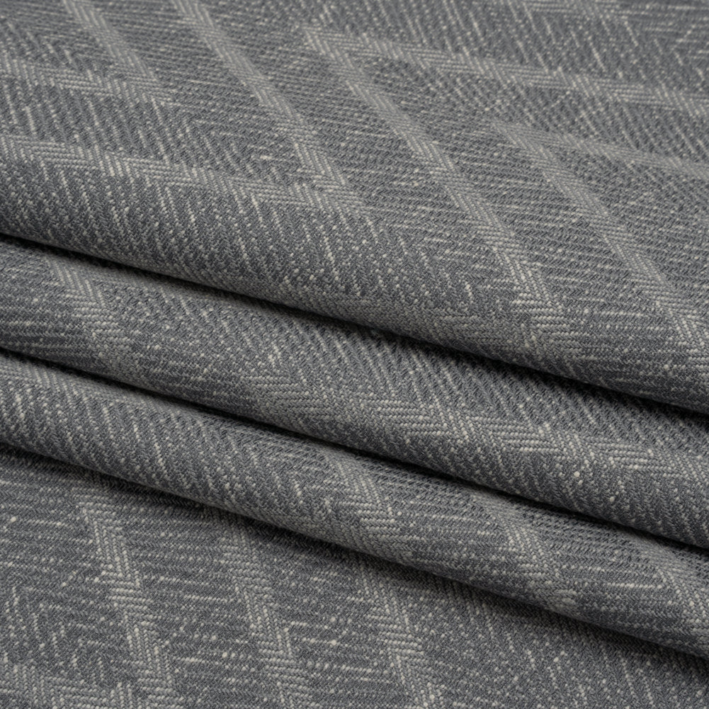 Recycled Polyester and Cotton Drapery Twill Woven - Ink Chevrons - British Imported