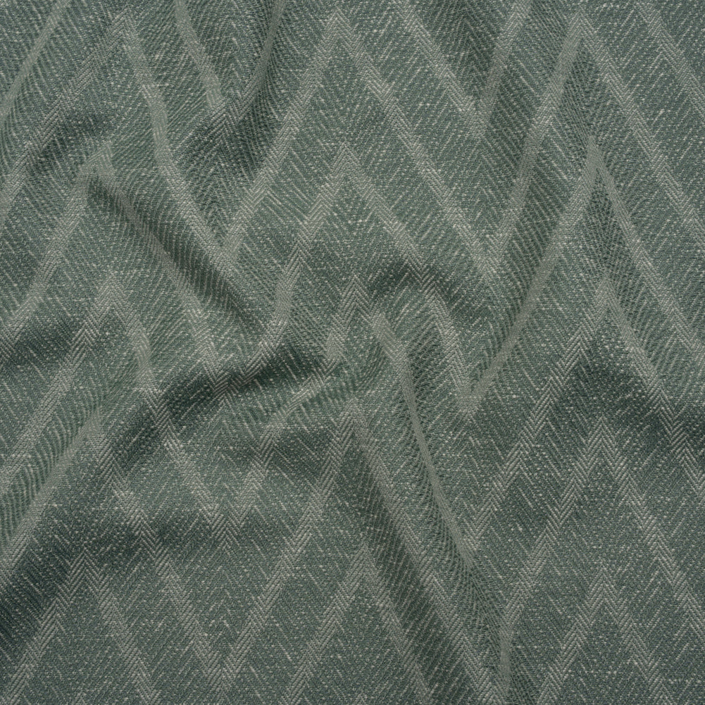 Recycled Polyester and Cotton Drapery Twill Woven - Kingfisher Chevrons - British Imported