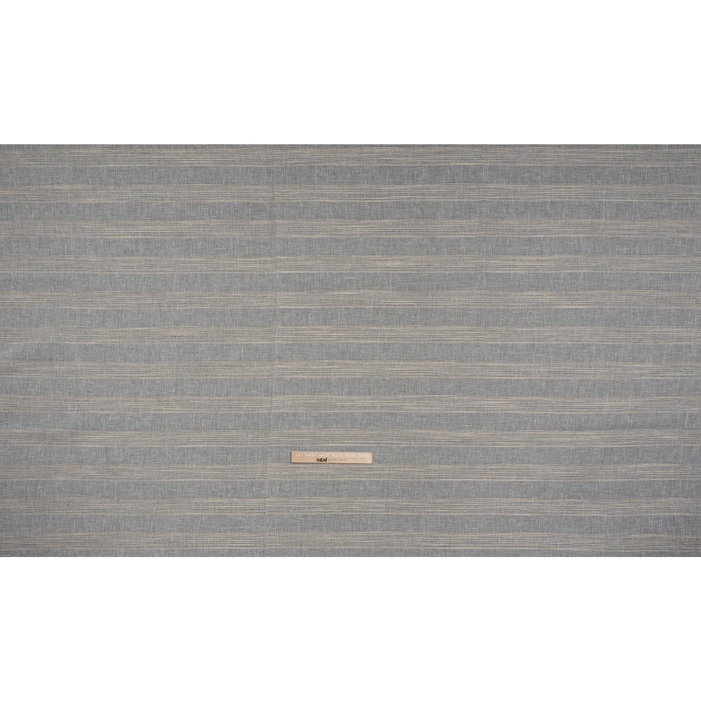 Slubbed Double Wide Drapery Sheers Fabric - Sand Textured Stripes - British Imported