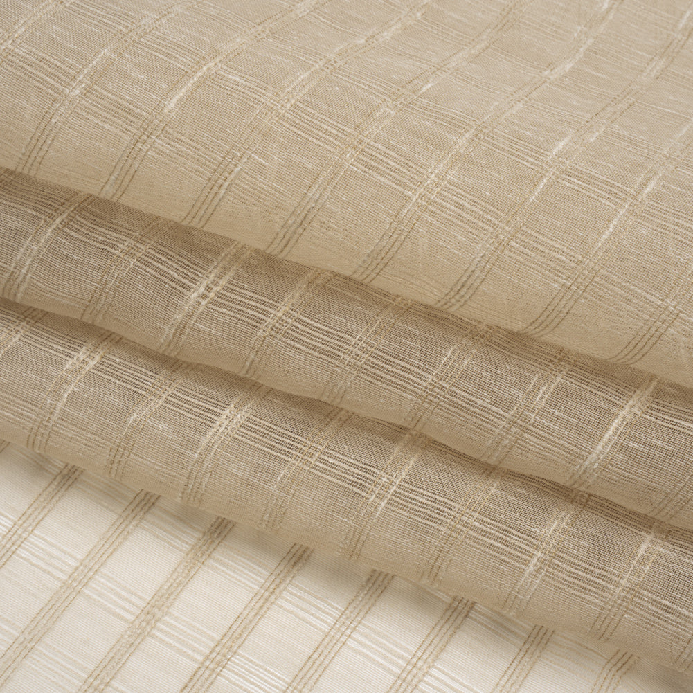 Double Wide Drapery Sheers Woven Fabric - Parchment Textured Checks - British Imported