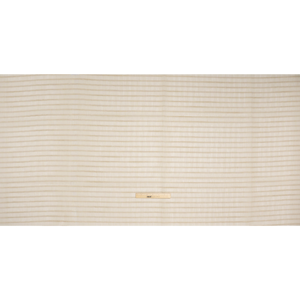 Double Wide Drapery Sheers Woven Fabric - Parchment Textured Checks - British Imported