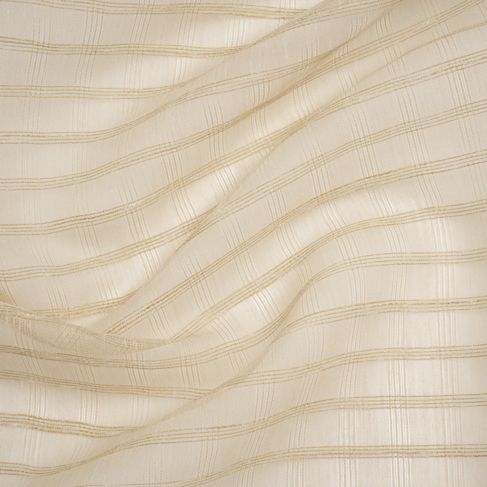 Double Wide Drapery Sheers Woven Fabric - Parchment Textured Checks - British Imported