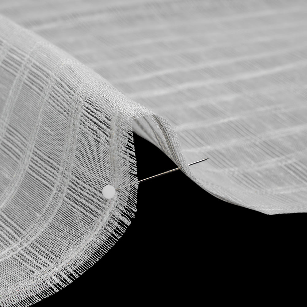 Double Wide Drapery Sheers Woven Fabric - Pebble Textured Checks - British Imported