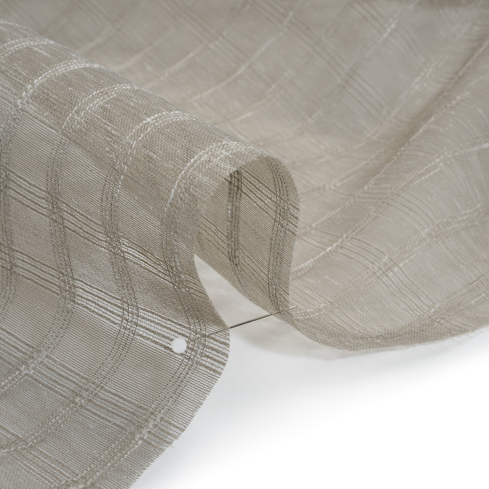 Double Wide Drapery Sheers Woven Fabric - Smoke Textured Checks - British Imported
